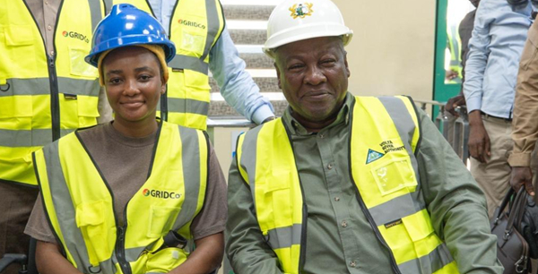 Mahama rewards National Service lady with automatic job after Akosombo substation fire; engineers earn GH¢1m MTN bonus