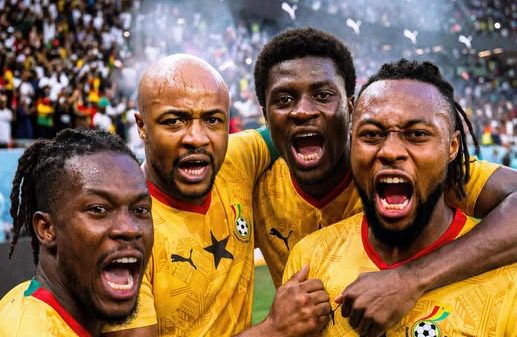 Black Stars players celebrate after Ghana's impressive start to the 2026 FIFA World Cup