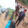 Youth in Jomoro Nungua blocking government convoy during protest against mining launch chanting No galamsey