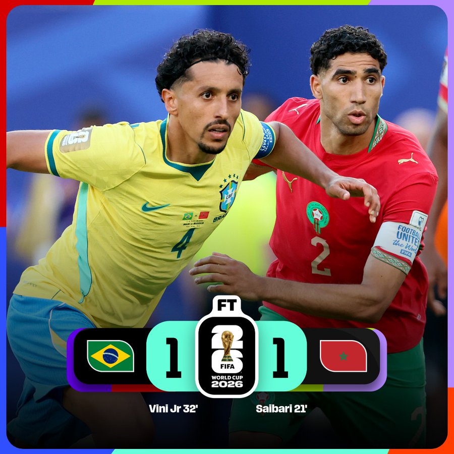 Brazil Held By Morocco In 1-1 FIFA World Cup Opener As Vinícius Júnior Rescues Point