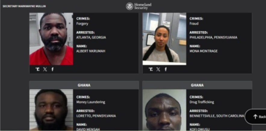 US Releases Names and Crimes of 30 Ghanaians Facing Deportation for 'Worst of the Worst' Offences