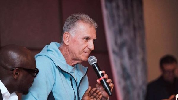 Carlos Queiroz speaking during Ghana's 2026 FIFA World Cup campaign after the Black Stars' elimination