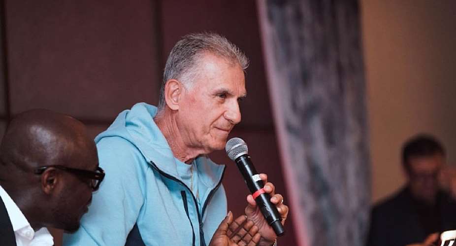 Carlos Queiroz speaking during Ghana's 2026 FIFA World Cup campaign after the Black Stars' elimination