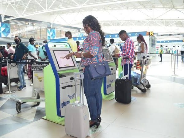 Passengers undergoing security screening at Kotoka International Airport
