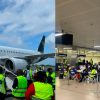 Officials receive 144 Ghanaian migrants at Accra International Airport after their voluntary return from Libya under the IOM programme.