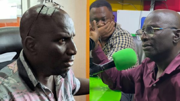 Socrate Safo speaking about the decline of Ghana's movie industry during an interview.