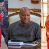 Convicted Camilla Alhassan in handcuffs (right and left), President John Dramani Mahama (middle)
