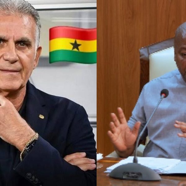 President John Dramani Mahama (right) and Black Stars coach Carlos Queiroz