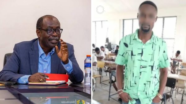 Professor Ernest Kofi Davis addressing the media on the suspension of a Bole SHS teacher accused of alleged sexual misconduct.