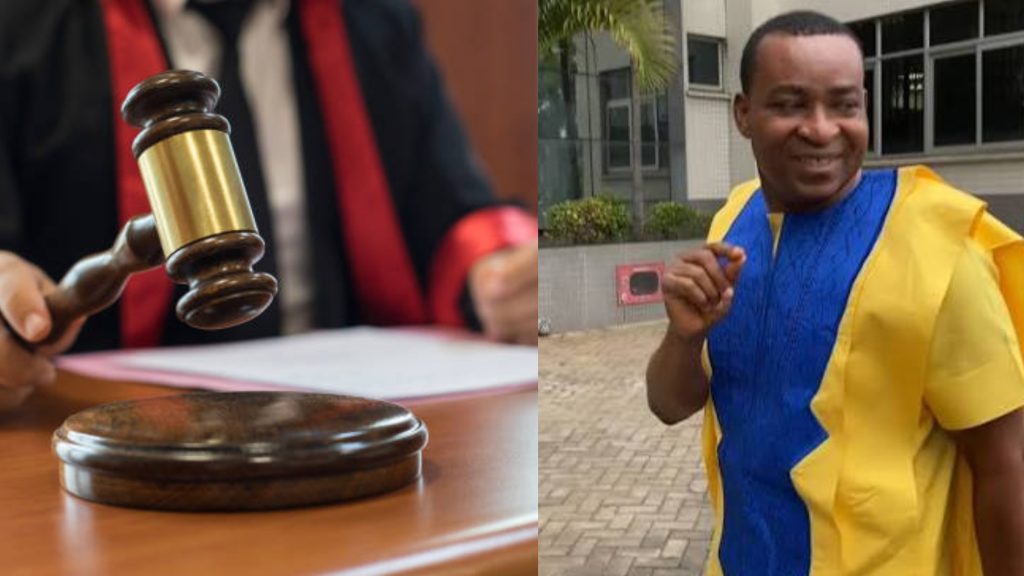 Chairman Wontumi Bernard Antwi-Boasiako arrives at court during illegal mining trial