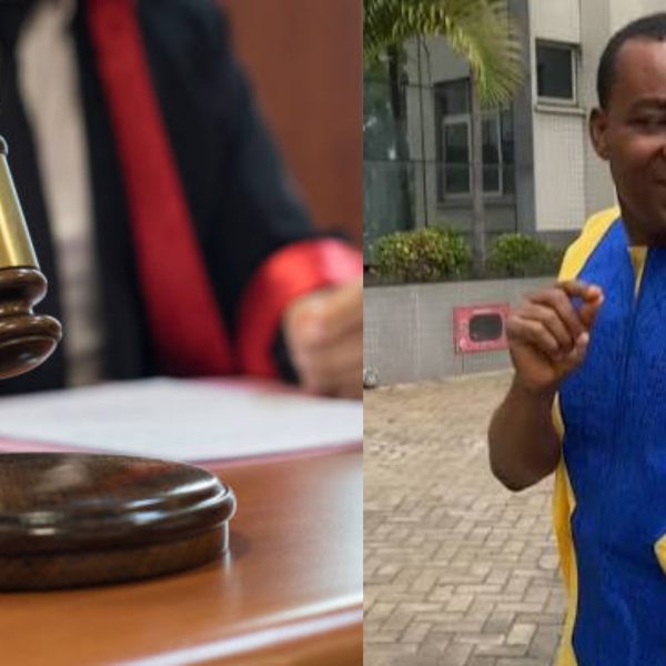 Chairman Wontumi Bernard Antwi-Boasiako arrives at court during illegal mining trial