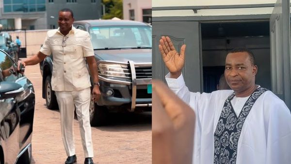 Bernard Antwi Boasiako (Chairman Wontumi) arriving at the Accra High Court during his mining case