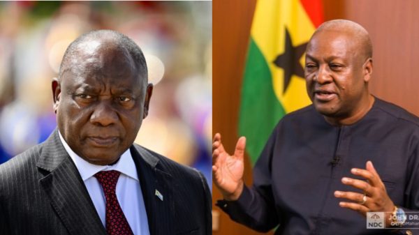 South Africa's Cyril Ramaphosa and Ghana's President John Dramani Mahama