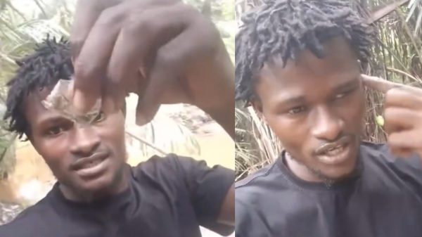 Recovering Ghanaian man disposing of parcels of cannabis in a viral video urging young people to avoid drug abuse