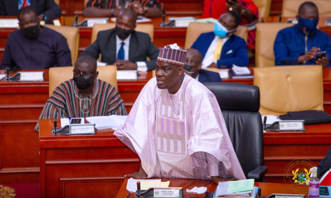 Education Minister Haruna Iddrisu addressing Parliament while discussing tougher disciplinary measures for Senior High School students.
