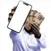 Person checking a suspicious online investment message on a smartphone while protecting money from fraud