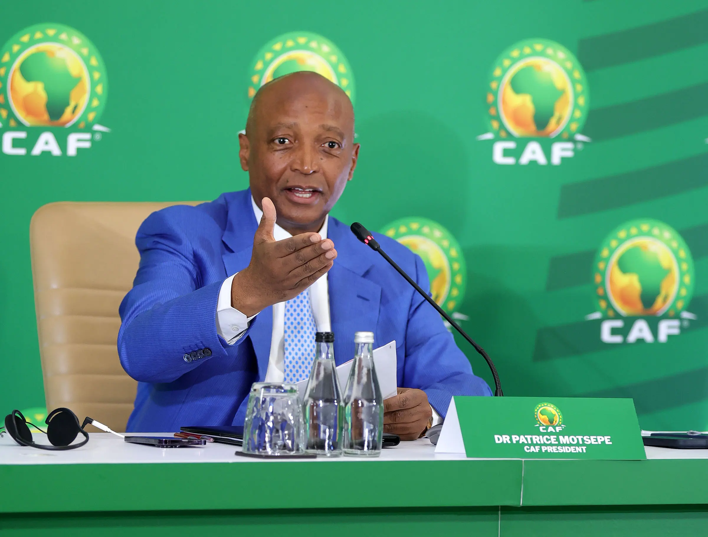 CAF President Dr Patrice Motsepe announcing the expansion of the Africa Cup of Nations to 28 teams from 2027