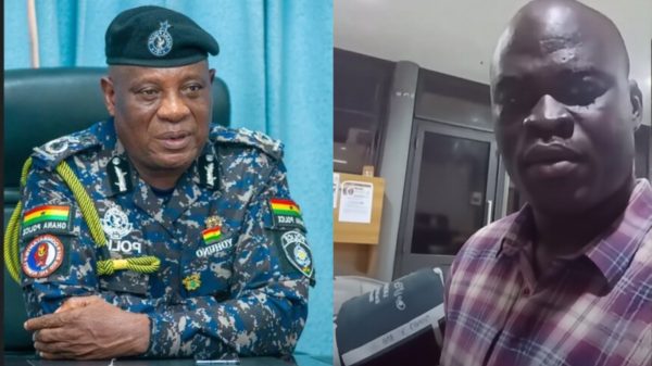 Inspector General of Police (IGP), Christian Tetteh Yohuno, left, and Police officer Nicholas Oheneampong Kissi receiving hospital treatment after alleged assault