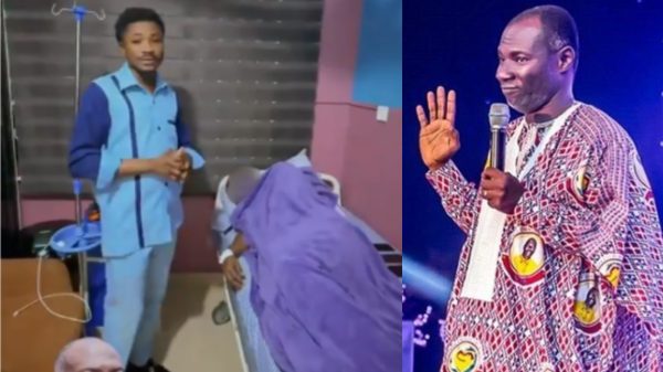 Prophet Badu Kobi lying on a hospital bed as social media debates appeal to Mahama and NDC for assistance