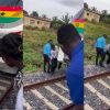 Damaged GRDA DMU 002 train after goat collision at Ashaiman Station in Ghana