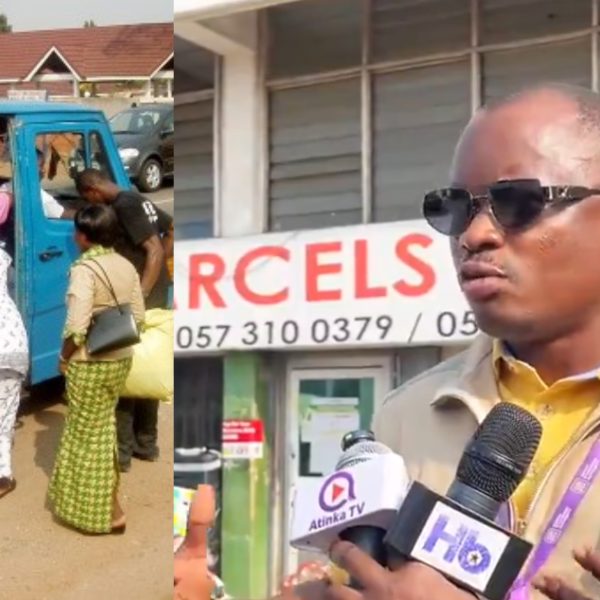 GSA Greater Accra Regional Manager Clement Kwolaga Kubati speaking about the introduction of certified weighing scales for luggage charges at a transport terminal.