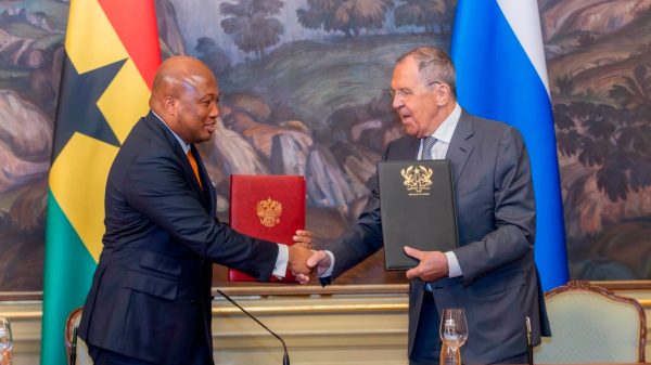 Ghana's Foreign Affairs Minister Samuel Okudzeto Ablakwa and his Russian counterpart H.E. Sergey Lavrov during Ghana-Russia bilateral talks